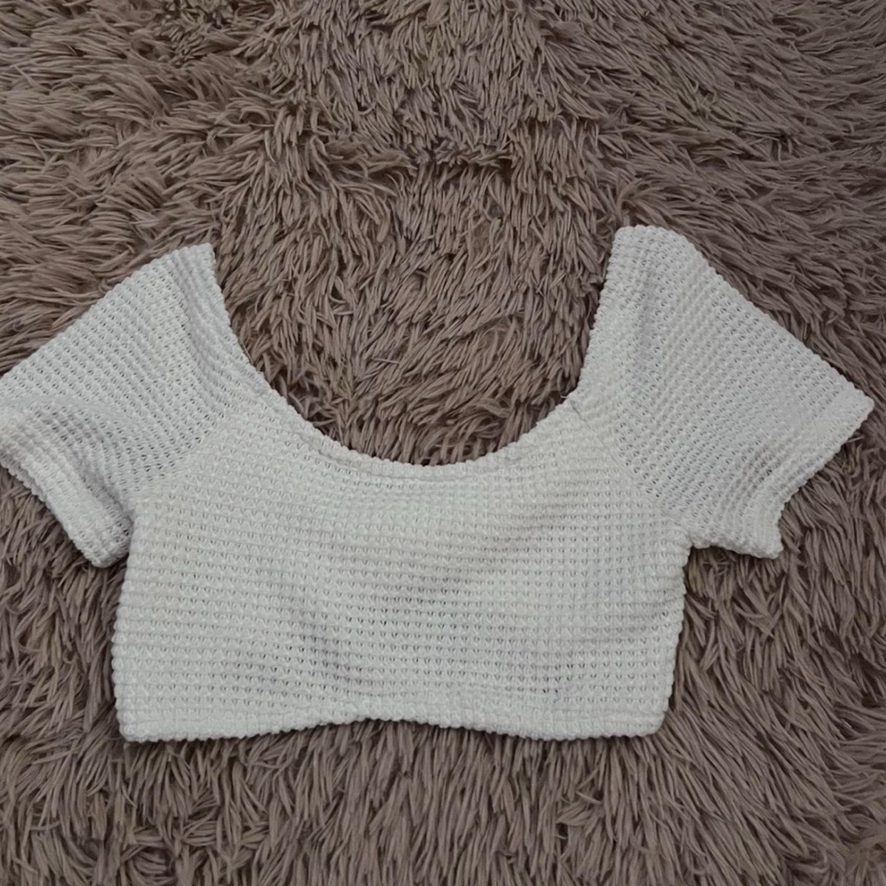 SHEIN White Ribbed Cap Sleeve Crop Top